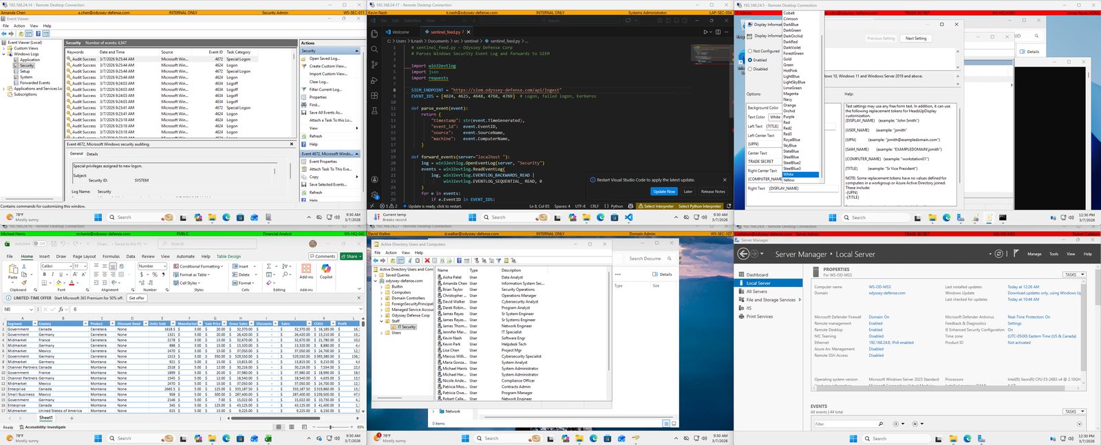 AA-HUD deployed across multiple workstations with different classification levels
